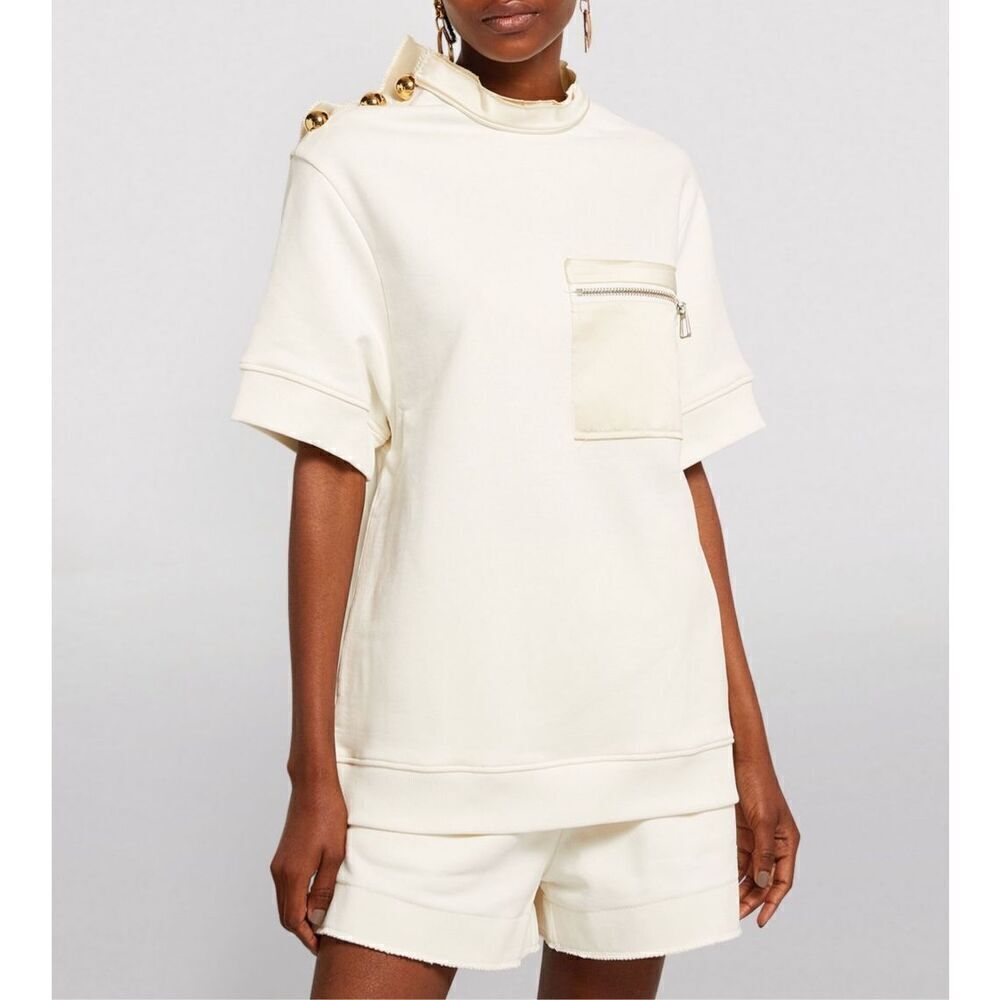 NWT AZ FACTORY‎ Organic Cotton Button T-Shirt in White Size M/L